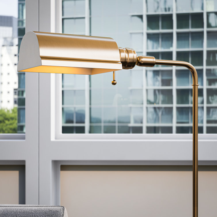 Adjustable Antique Brass Pharmacy Floor Lamp, 46"-57.5"