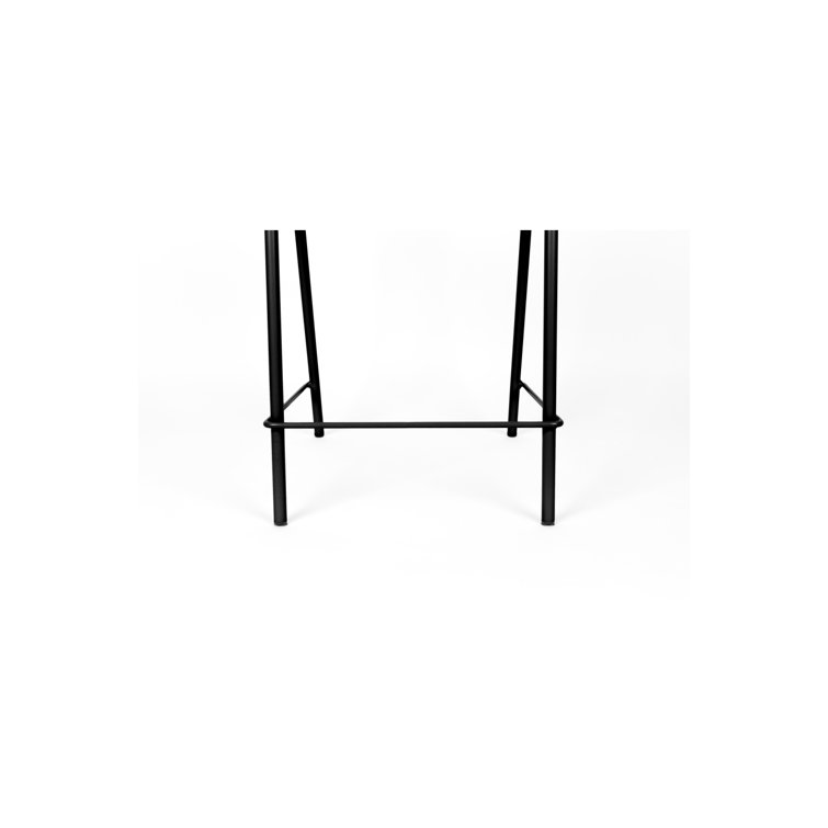 Bauhaus Inspired Black Steel and Wood Counter Stool with Rattan Seat