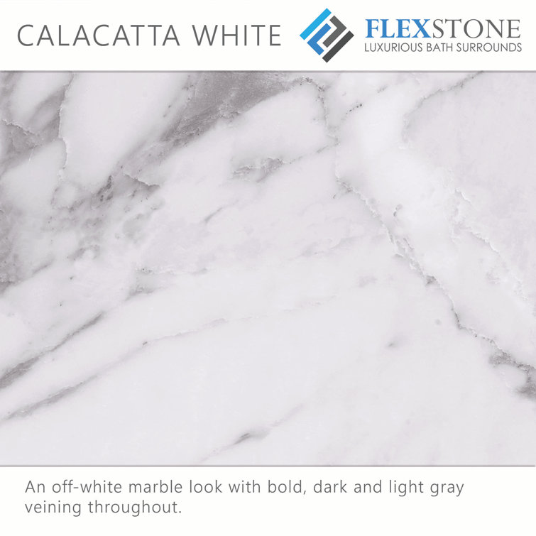 Calacatta White Composite Rectangular Shower Base with Low Threshold