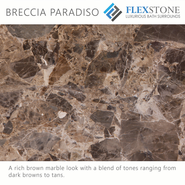 Breccia Paradiso 60" x 36" Stone-Look Single Threshold Shower Base