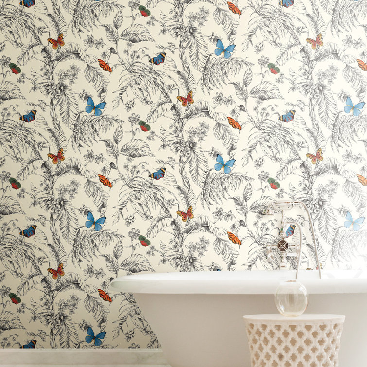 Papillon Multicolor Vinyl-Coated 3D Botanical Wallpaper