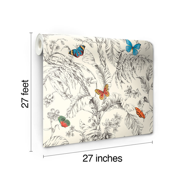 Papillon Multicolor Vinyl-Coated 3D Botanical Wallpaper