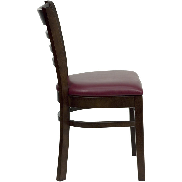Hercules Ladderback Walnut Dining Chair with Burgundy Vinyl Seat