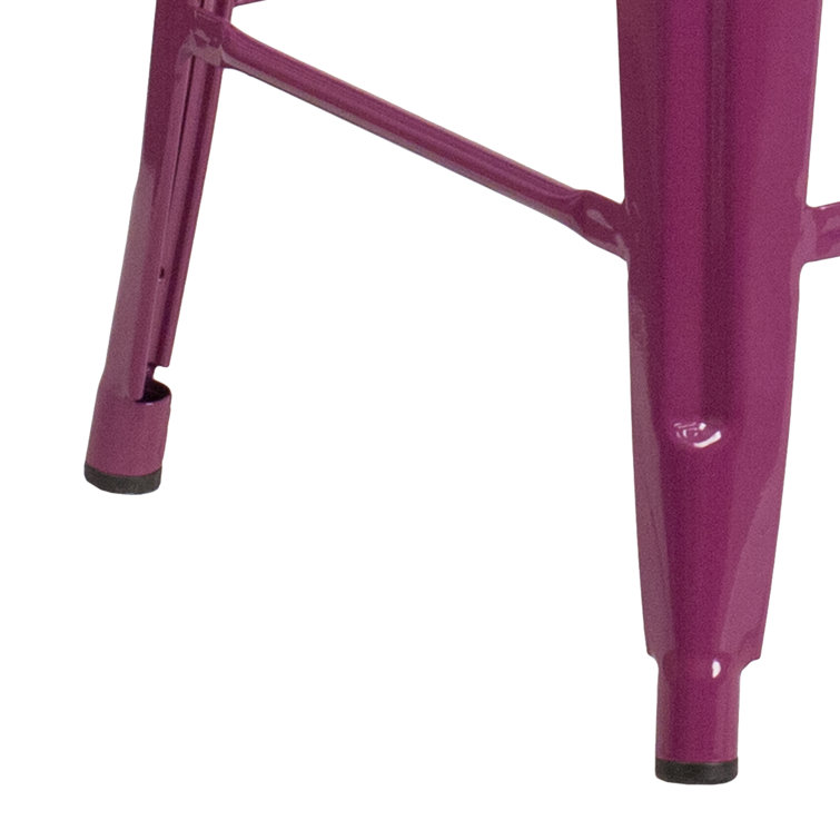30'' Purple Metal Indoor-Outdoor Stackable Barstool