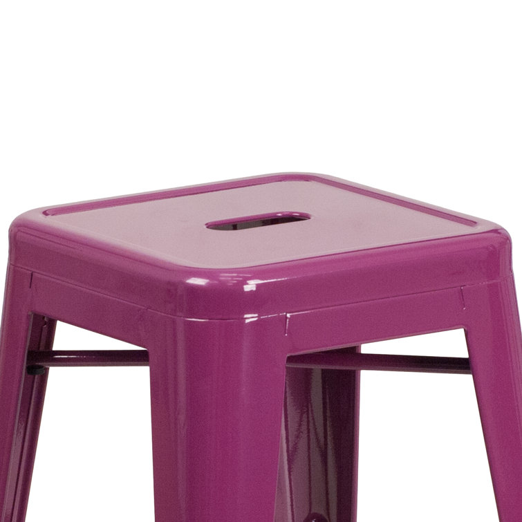 30'' Purple Metal Indoor-Outdoor Stackable Barstool