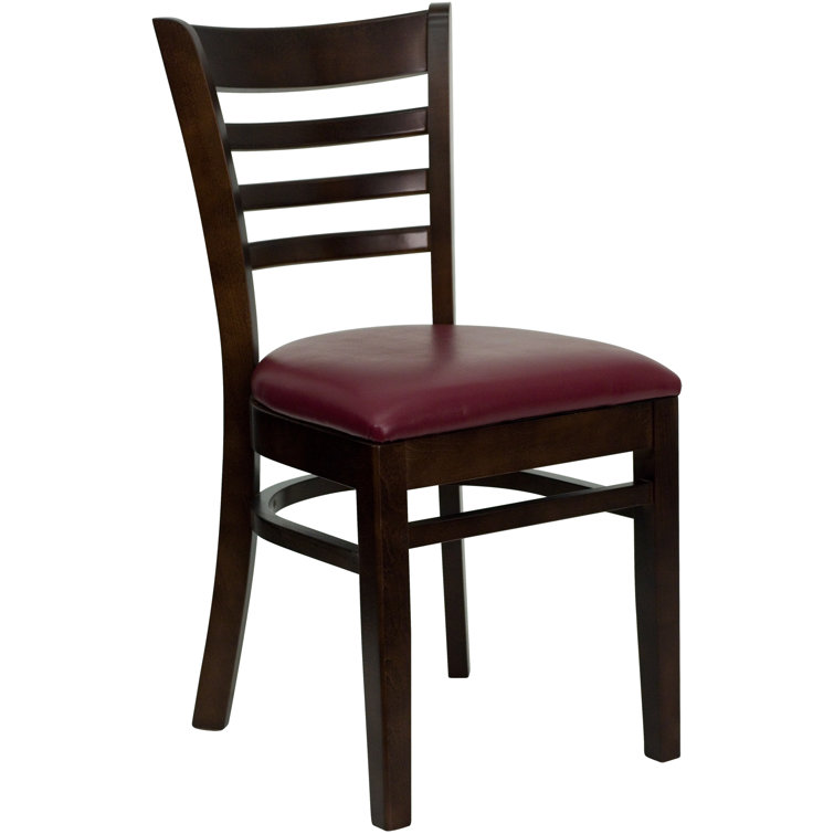 Hercules Ladderback Walnut Dining Chair with Burgundy Vinyl Seat