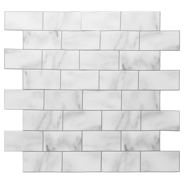 Glossy White Peel and Stick Subway Wall Tile