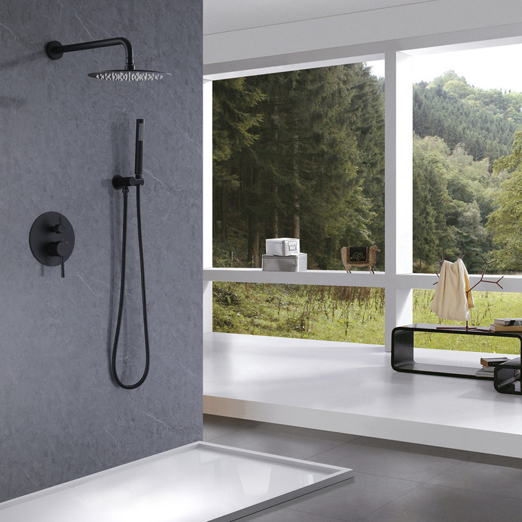 Matte Black Stainless Steel Multi-Head Rain Shower Faucet Combo
