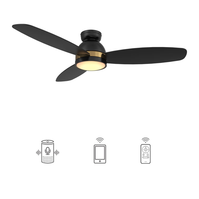 48'' Black Smart Ceiling Fan with Light and Remote