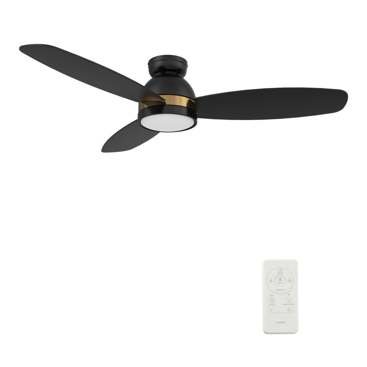 48'' Black Smart Ceiling Fan with Light and Remote