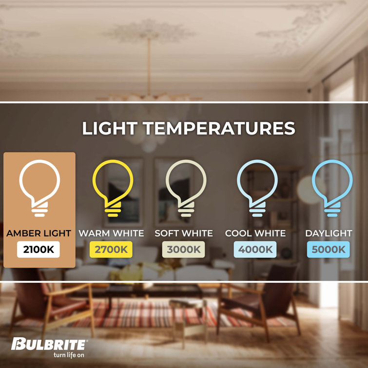 Amber Dimmable Decorative LED Light Bulbs, Pack of 4