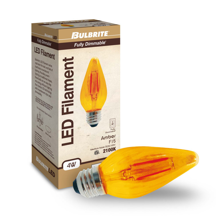 Amber Dimmable Decorative LED Light Bulbs, Pack of 4