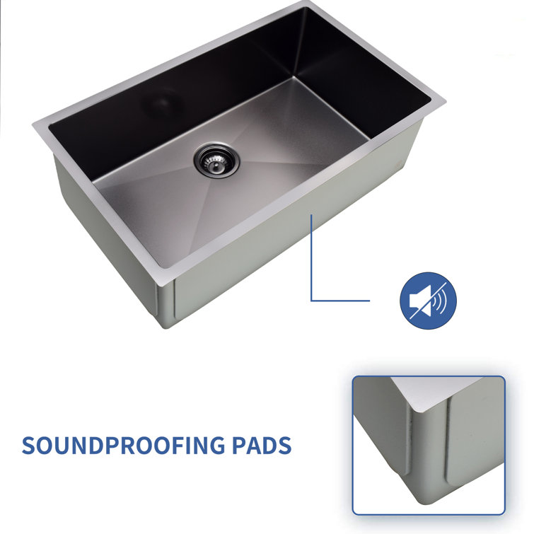 Black Stainless Steel Single Bowl Undermount Kitchen Sink with Grid and Strainer