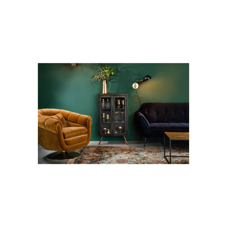 Denza Aged Iron and Glass Accent Cabinet