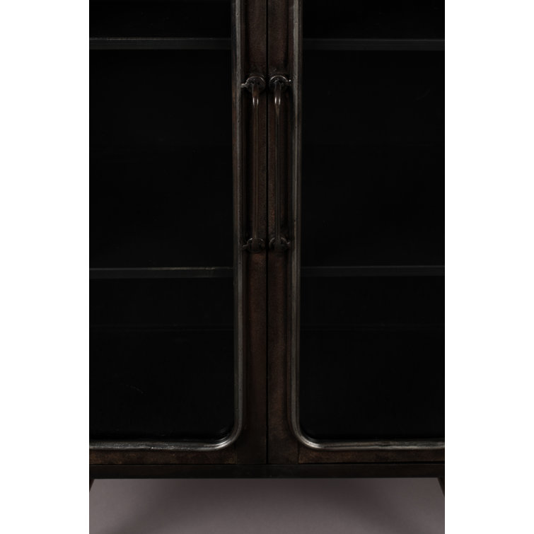 Denza Aged Iron and Glass Accent Cabinet