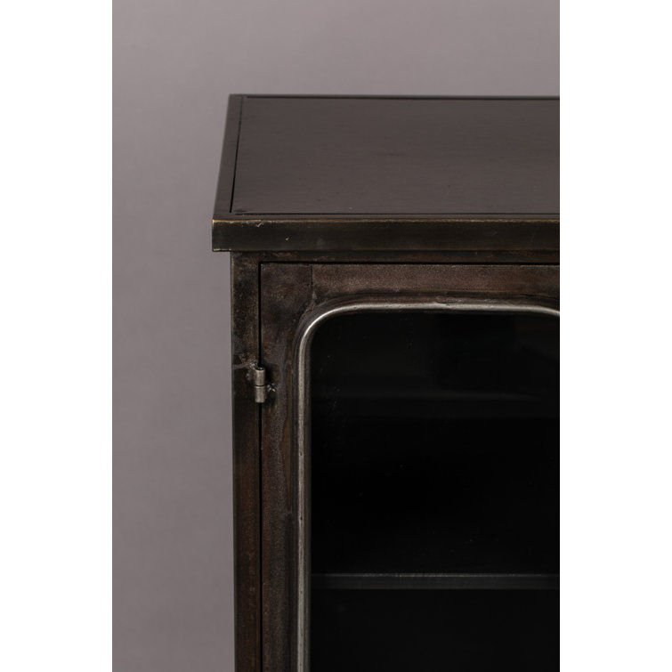 Denza Aged Iron and Glass Accent Cabinet
