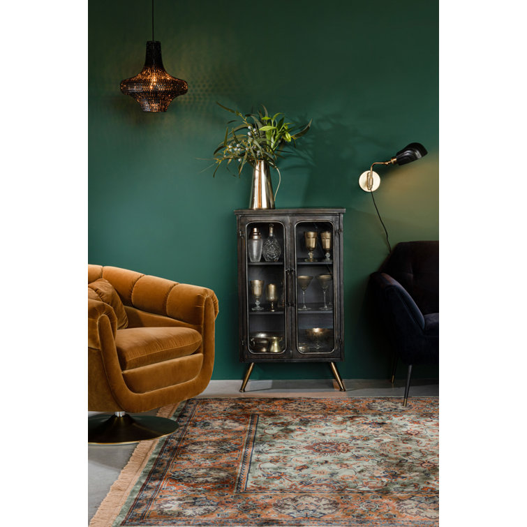 Denza Aged Iron and Glass Accent Cabinet