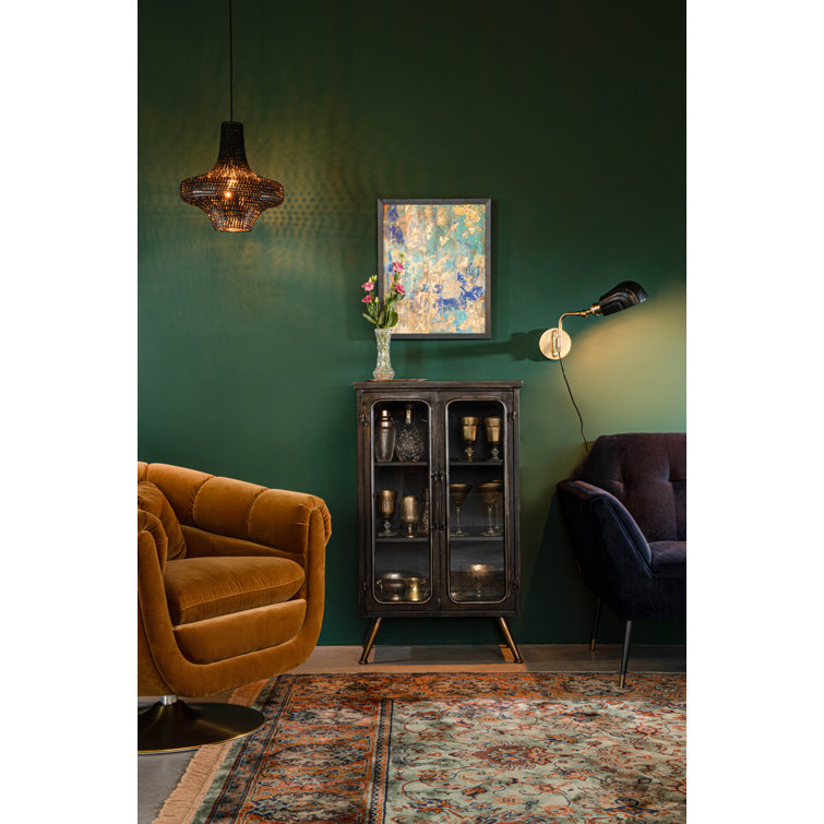 Denza Aged Iron and Glass Accent Cabinet