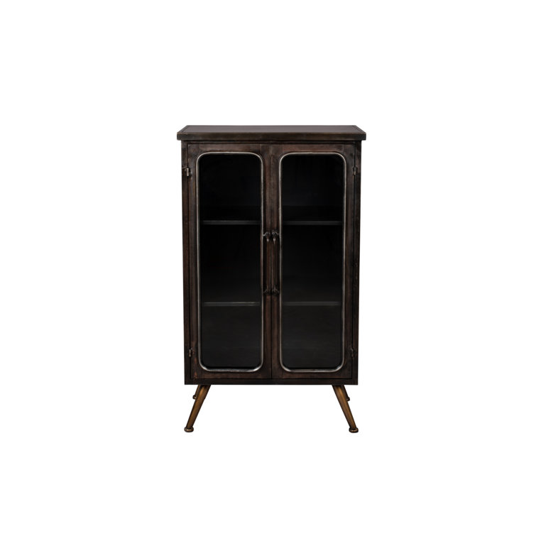 Denza Aged Iron and Glass Accent Cabinet