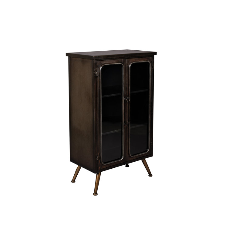 Denza Aged Iron and Glass Accent Cabinet