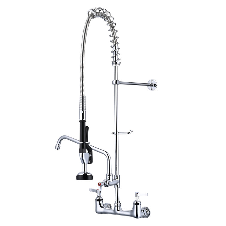 36" Stainless Steel Wall Mount Kitchen Faucet with Pull-out Spray