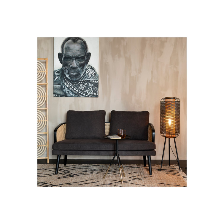 Manou Dark Brown 59'' Rattan-Backed Polyester Loveseat