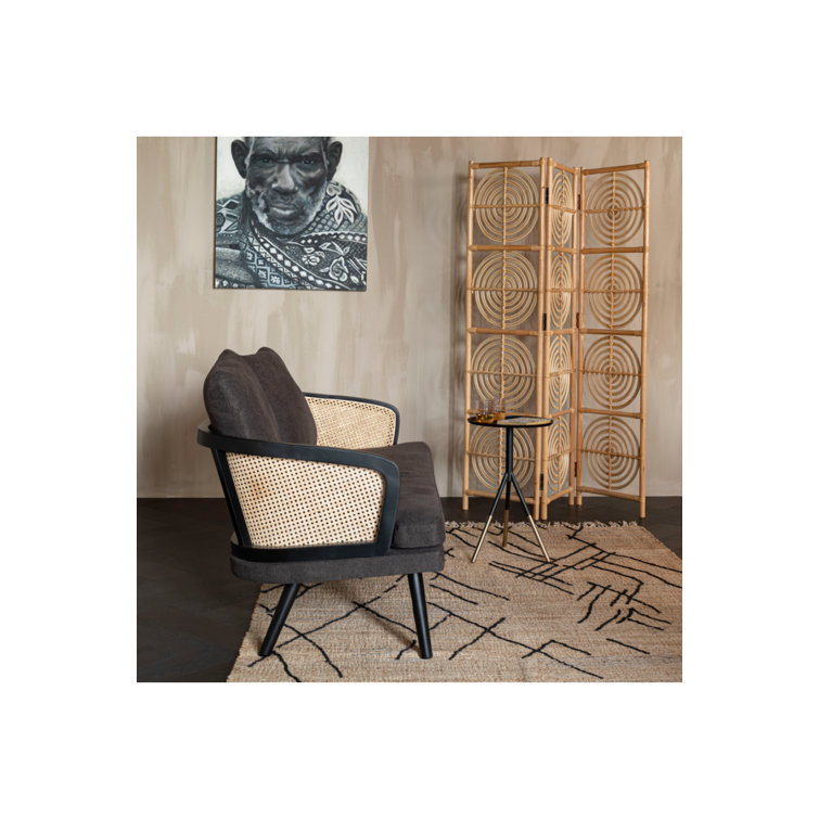 Manou Dark Brown 59'' Rattan-Backed Polyester Loveseat