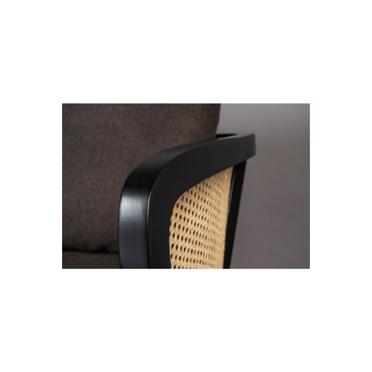 Manou Dark Brown 59'' Rattan-Backed Polyester Loveseat