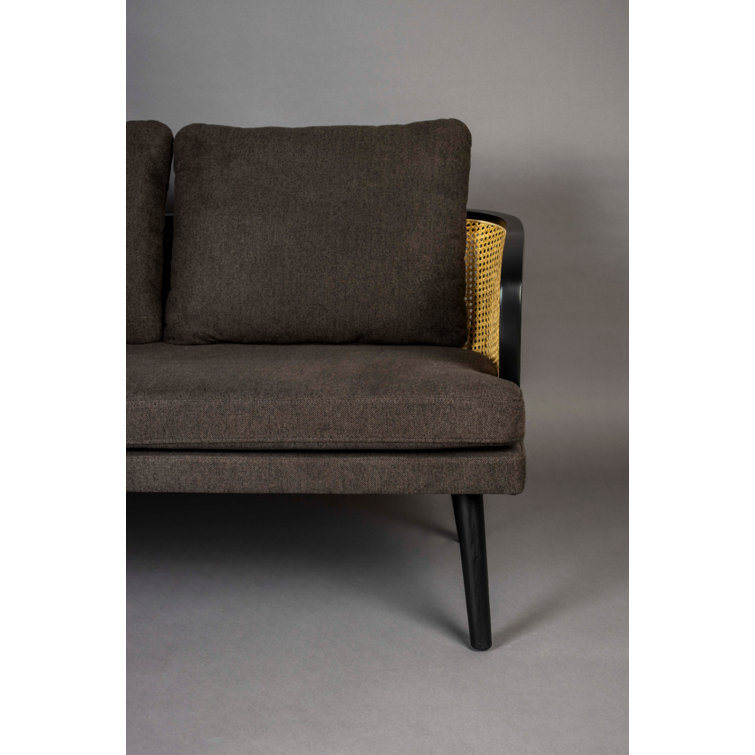Manou Dark Brown 59'' Rattan-Backed Polyester Loveseat
