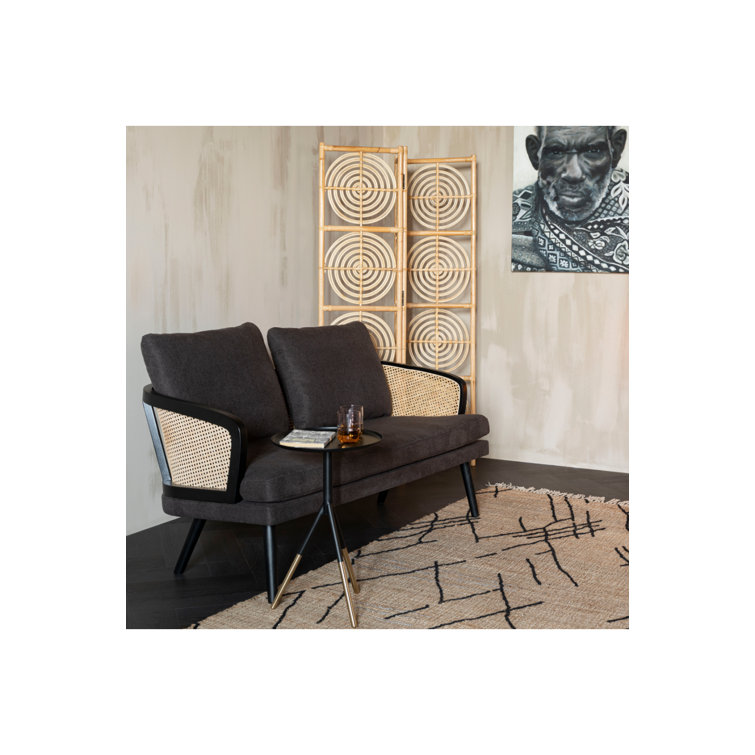 Manou Dark Brown 59'' Rattan-Backed Polyester Loveseat