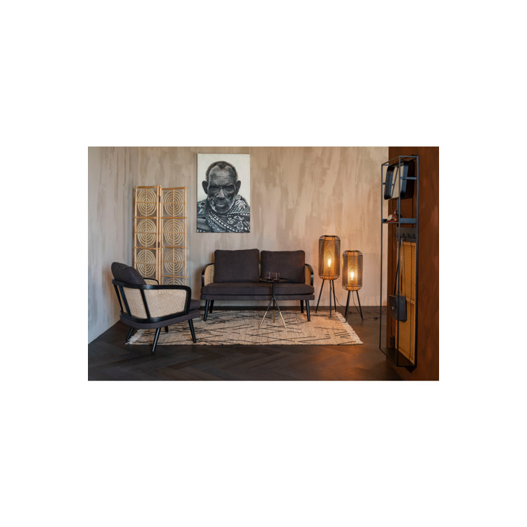Manou Dark Brown 59'' Rattan-Backed Polyester Loveseat