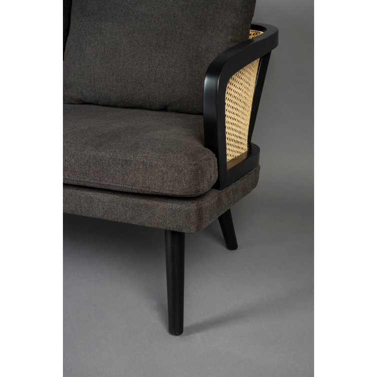 Manou Dark Brown 59'' Rattan-Backed Polyester Loveseat