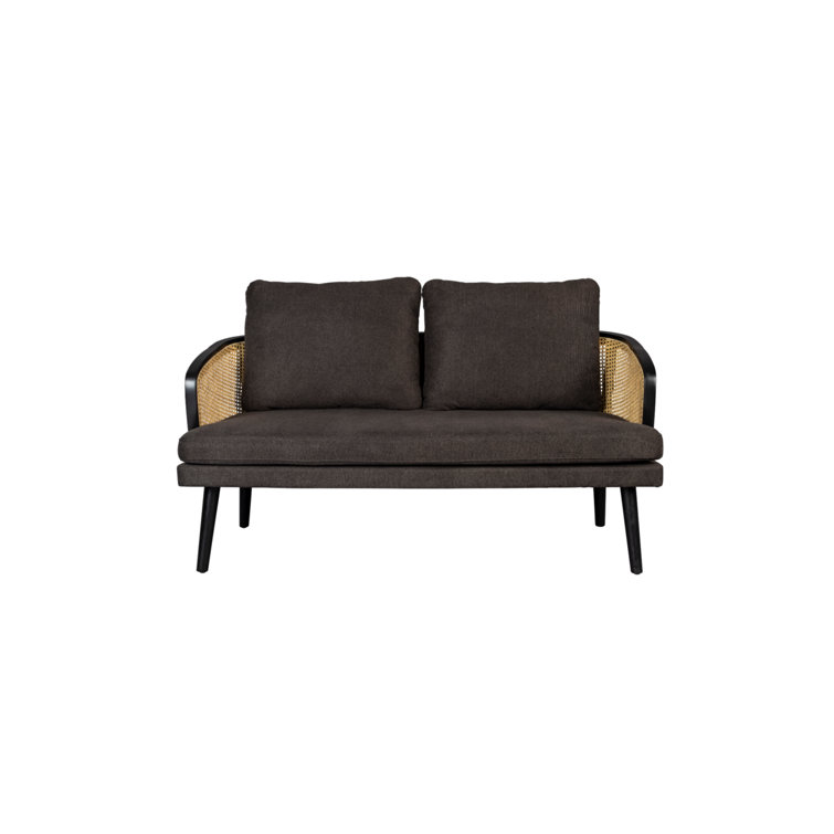 Manou Dark Brown 59'' Rattan-Backed Polyester Loveseat
