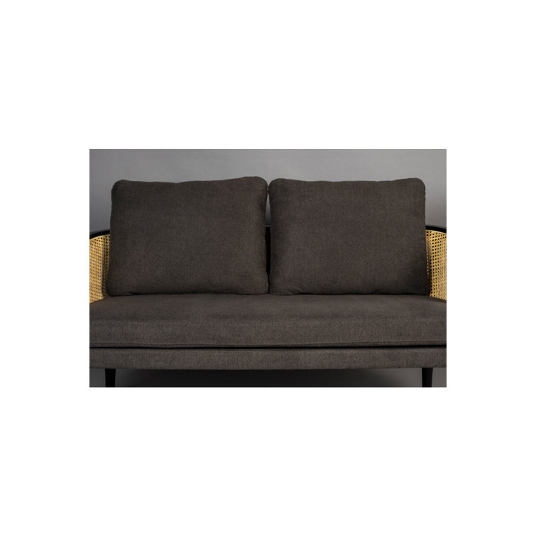 Manou Dark Brown 59'' Rattan-Backed Polyester Loveseat