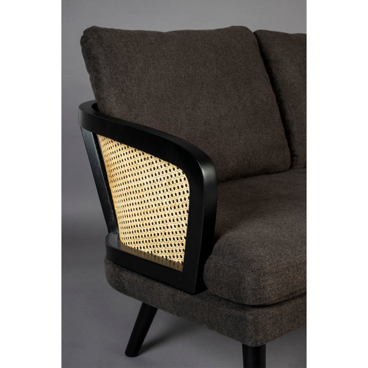 Manou Dark Brown 59'' Rattan-Backed Polyester Loveseat