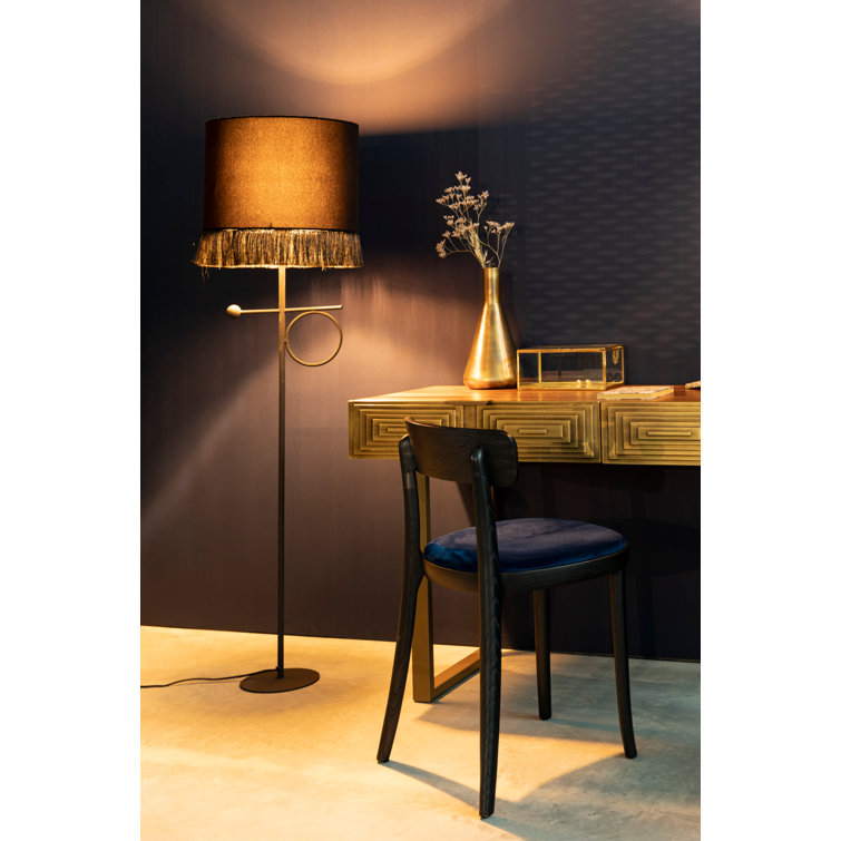 Antique Brass and Brown Hand-Hammered Metal Console Table with Storage