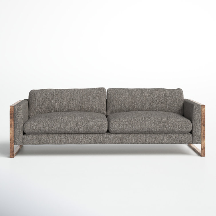 Arden Charcoal 97" Track Arm Sofa with Distressed Natural Frame