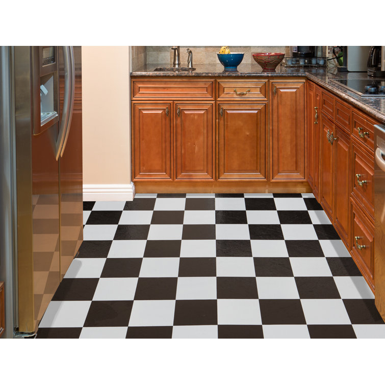 Nexus Black and White 12'' x 12'' Self-Adhesive Vinyl Floor Tiles