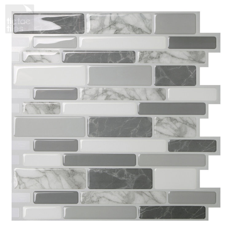 Gray PVC Peel and Stick Mosaic Wall Mural
