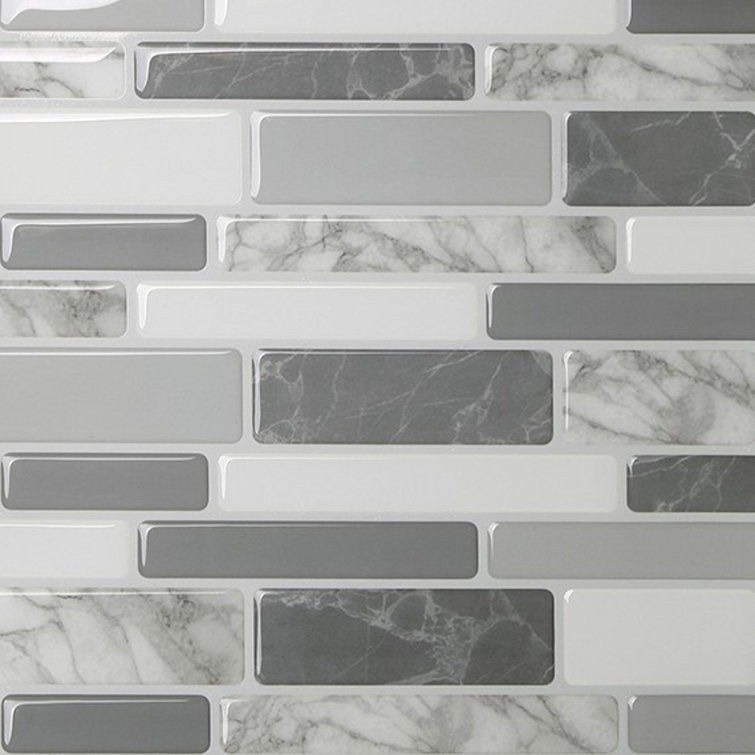 Gray PVC Peel and Stick Mosaic Wall Mural