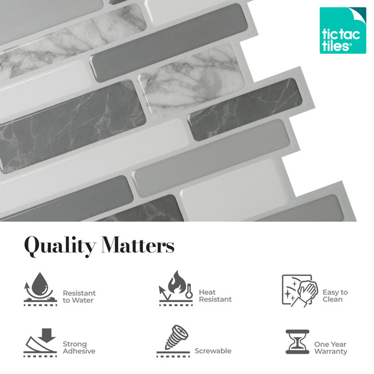 Gray PVC Peel and Stick Mosaic Wall Mural