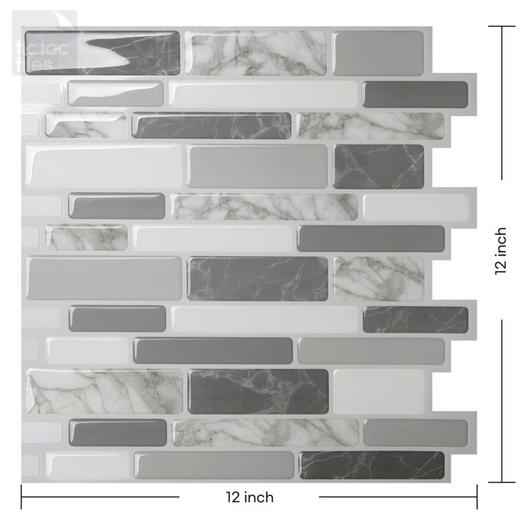 Gray PVC Peel and Stick Mosaic Wall Mural