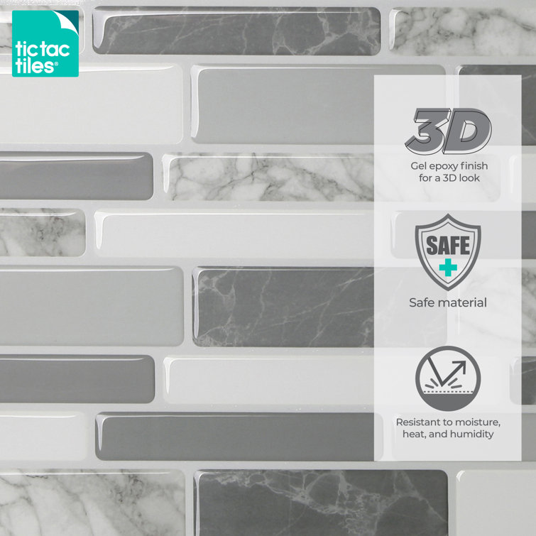 Gray PVC Peel and Stick Mosaic Wall Mural