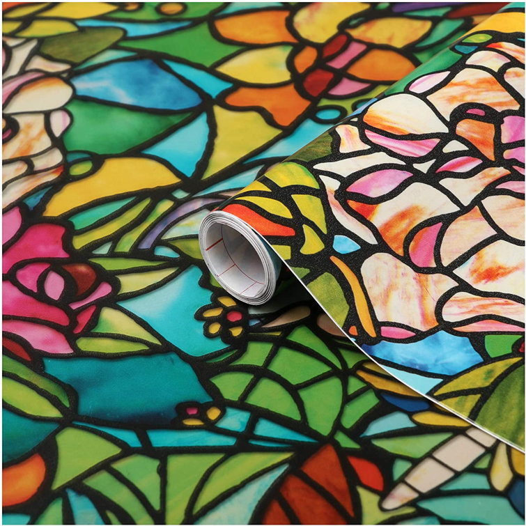 Colorful Stained Glass Self-Adhesive PVC Wallpaper Roll