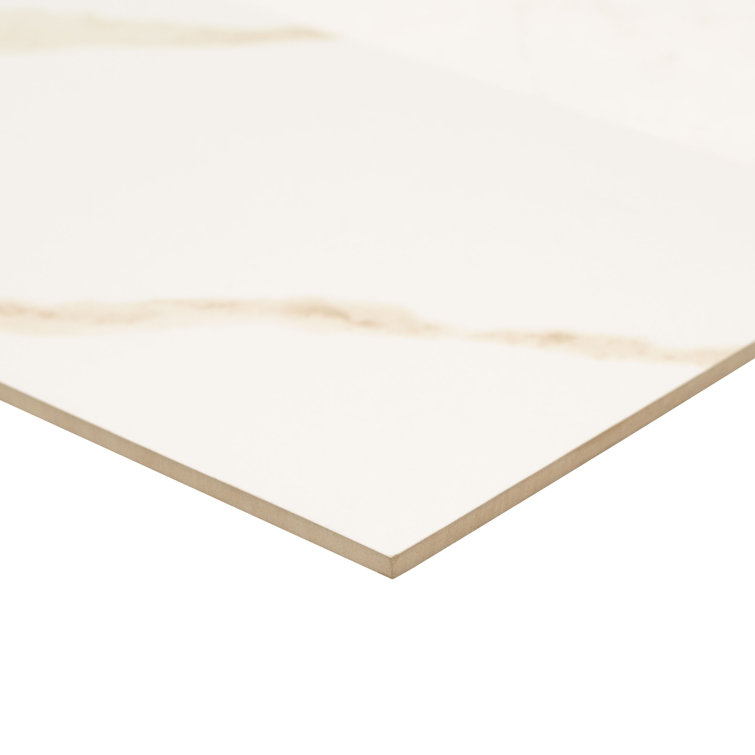 Large Calacatta White and Gray Porcelain Bathroom Tile