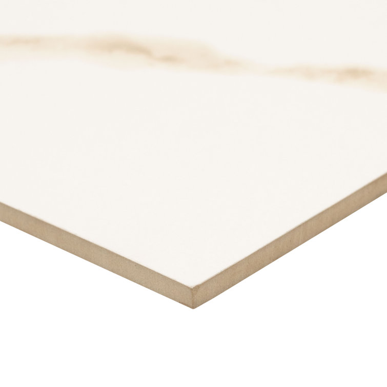 Large Calacatta White and Gray Porcelain Bathroom Tile