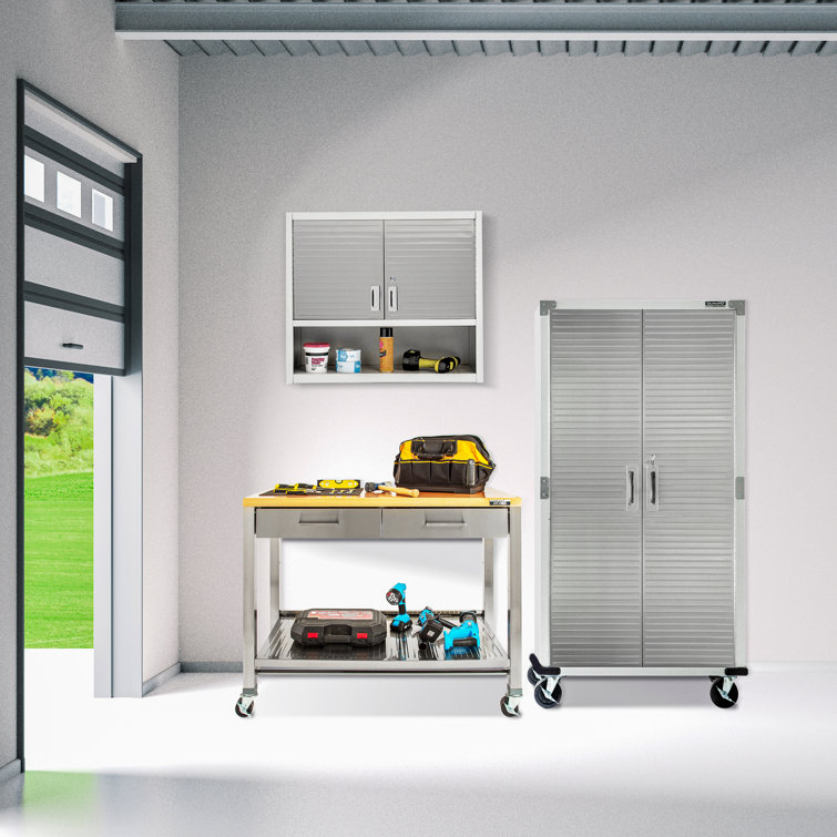 48'' Stainless Steel Kitchen Cart with Solid Wood Top