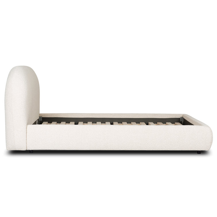 Crema White Upholstered Queen Bed with Wood Frame