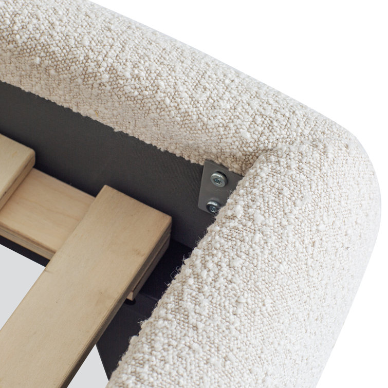 Crema White Upholstered Queen Bed with Wood Frame