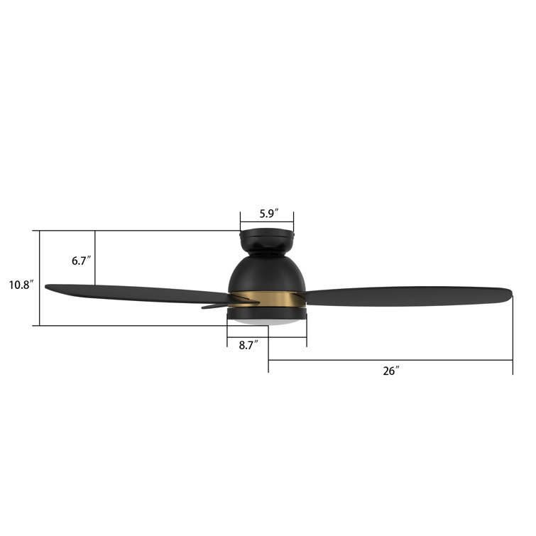 48'' Black Smart Ceiling Fan with Light and Remote